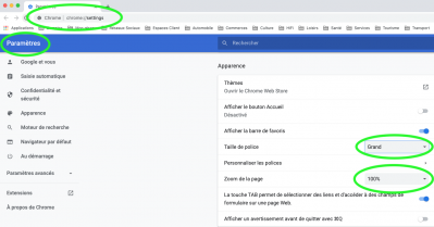 Taille de police sur chrome 1